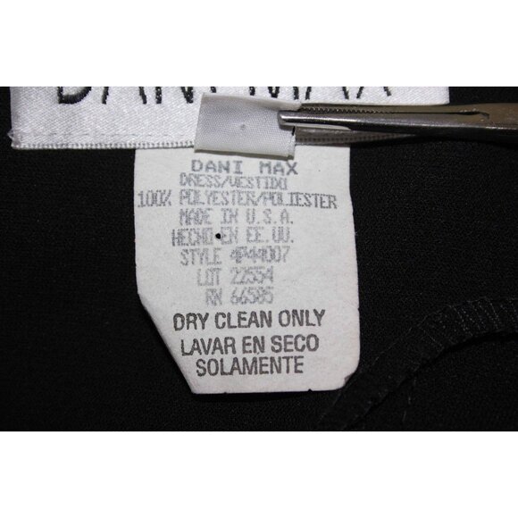 Dani Max Sz 8 Black Floral Mesh Shoulder Polyester Crepe Dress - Picture 8 of 8